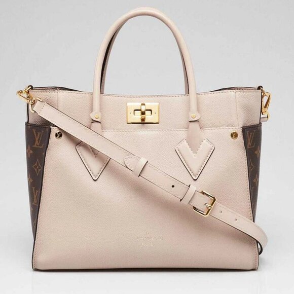 Louis Vuitton Greige Nappa Leather On My Side MM Bag - Picture 1 of 12